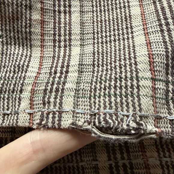 Two Ten Ten Five BIYA Johnny Was Plaid Embroidered Pants Sz 4 Low Rise Brown - Picture 10 of 11